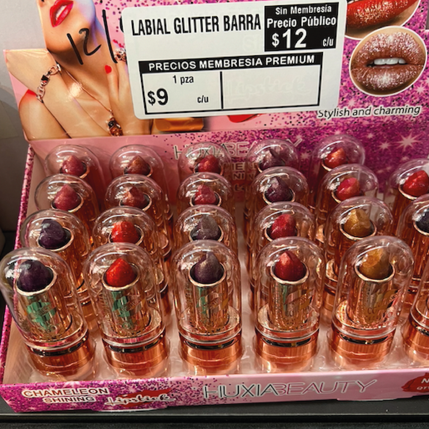 Labial glitter de barra